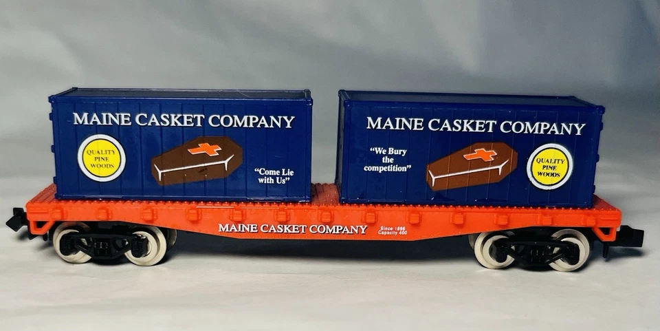 Vintage N Scale Model Power Maine Casket Company Flat With 2 Containers Trains - Image 4 of 4