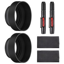 2 Pcs 67mm Rubber Camera Lens Hood Sun Shade/Shield with Cleaning Cloth Pen