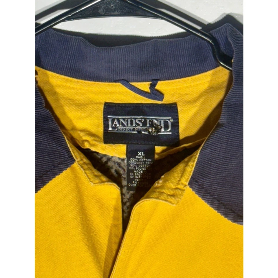 Lands’ End Yellow Corduroy Collar Jacket Men’s XL Wool Lined Casual Coat - Image 3 of 4