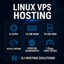 Linux VPS Hosting 12 GB RAM / 75 GB SSD / 6 vCPU – Unlimited Bandwidth / 3 month image