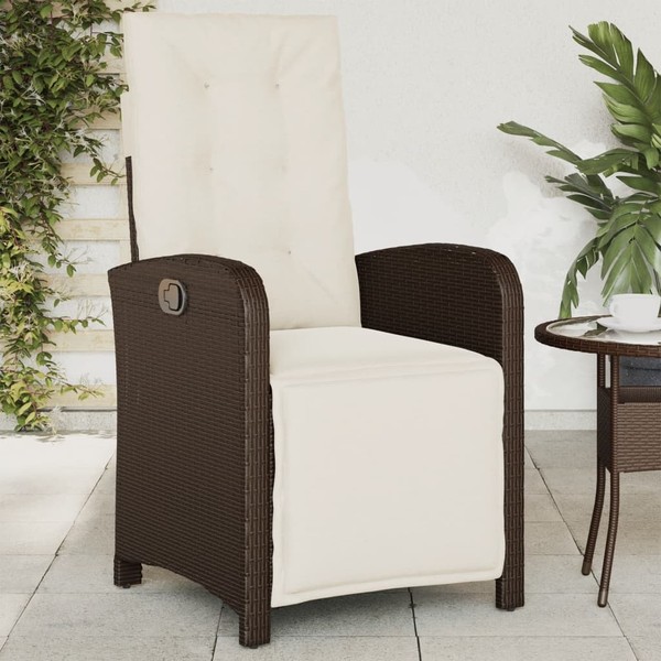 Gartensessel Mit FußTeil Verstellbar Braun Poly Rattan-image