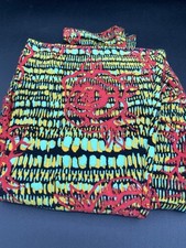 LULAROE Tall Curvy TC Leggings RED ROSES ON TEAL YELLOW BACK Buttery Soft