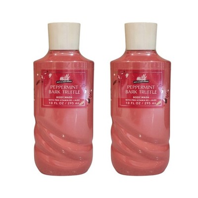 2 Bath & Body Works Milk Bar Peppermint Bark Truffle Body Wash Shower Gel 10 oz