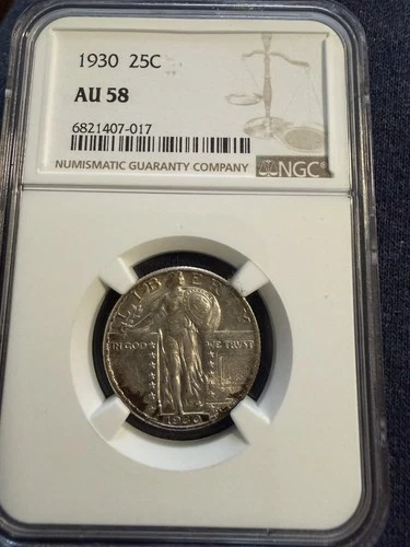 1930 25c Standing Liberty Quarter - NGC AU 58