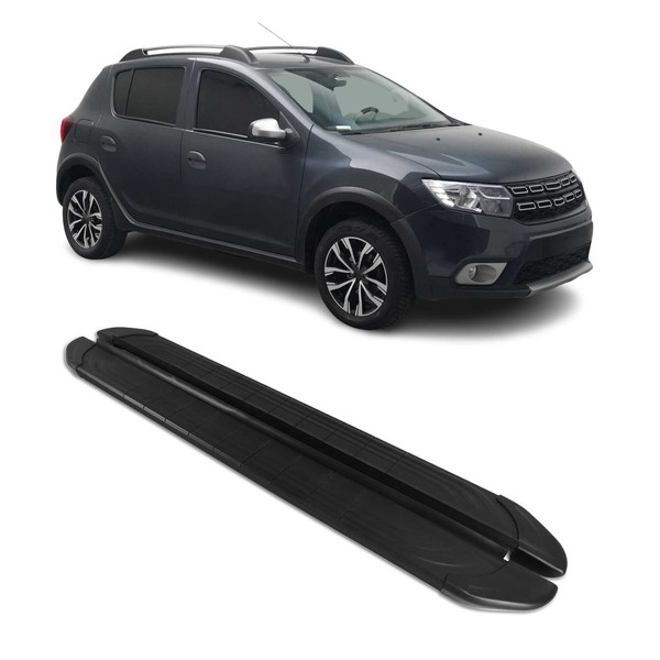 Trittbretter Seitenschweller FüR Dacia Sandero Stepway 2007-2012 Alu Schwarz-image