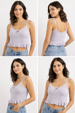 Urban Outfitters Camisole Top Womens M Lavender Smocked Adjustable Straps