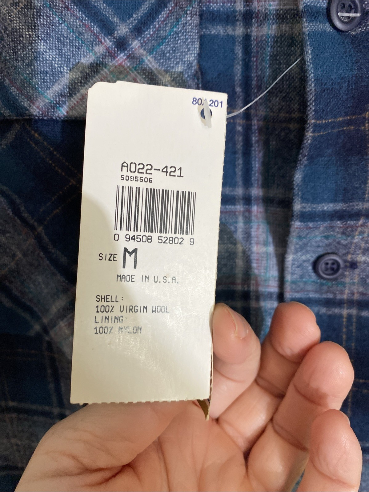 NWT! Vintage Pendleton Loop Collar Blue Plaid Woo… - image 2