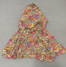 SHEIN VCAY Tropical Print Halter Neck Tie Backless Ruffle Hem Dress Size XL