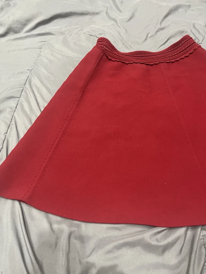 Falda Sandro Paris Mini Acampanada Tejida Talla 2 Roja Elastizada Foto 4 de 4