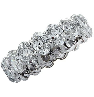 Vivid Diamonds 5.32 Carat Oval Cut Platinum Eternity Band with D-E Color