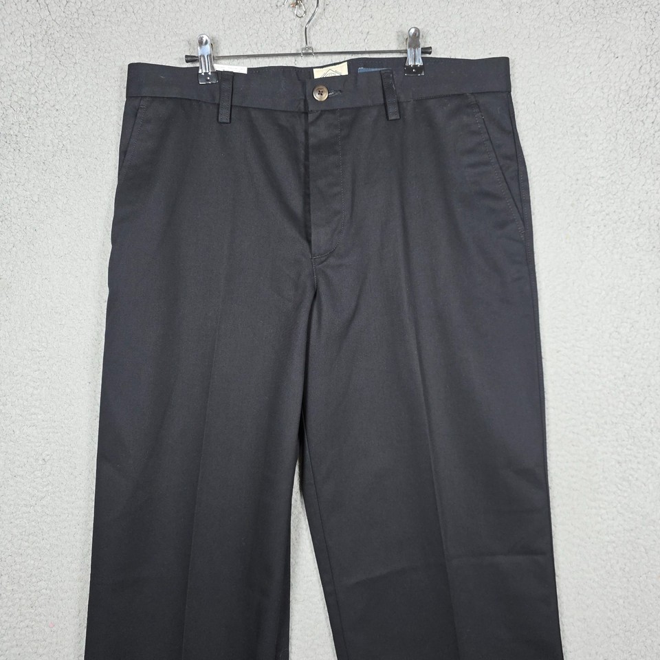 St Johns Bay Pants Mens Size 34x30 Black Cotton Chino Classic Fit Flat ...