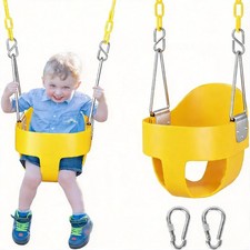DECORLIFE Toddler Full Bucket Swing Seat High Back 330lb Capacity Yellow