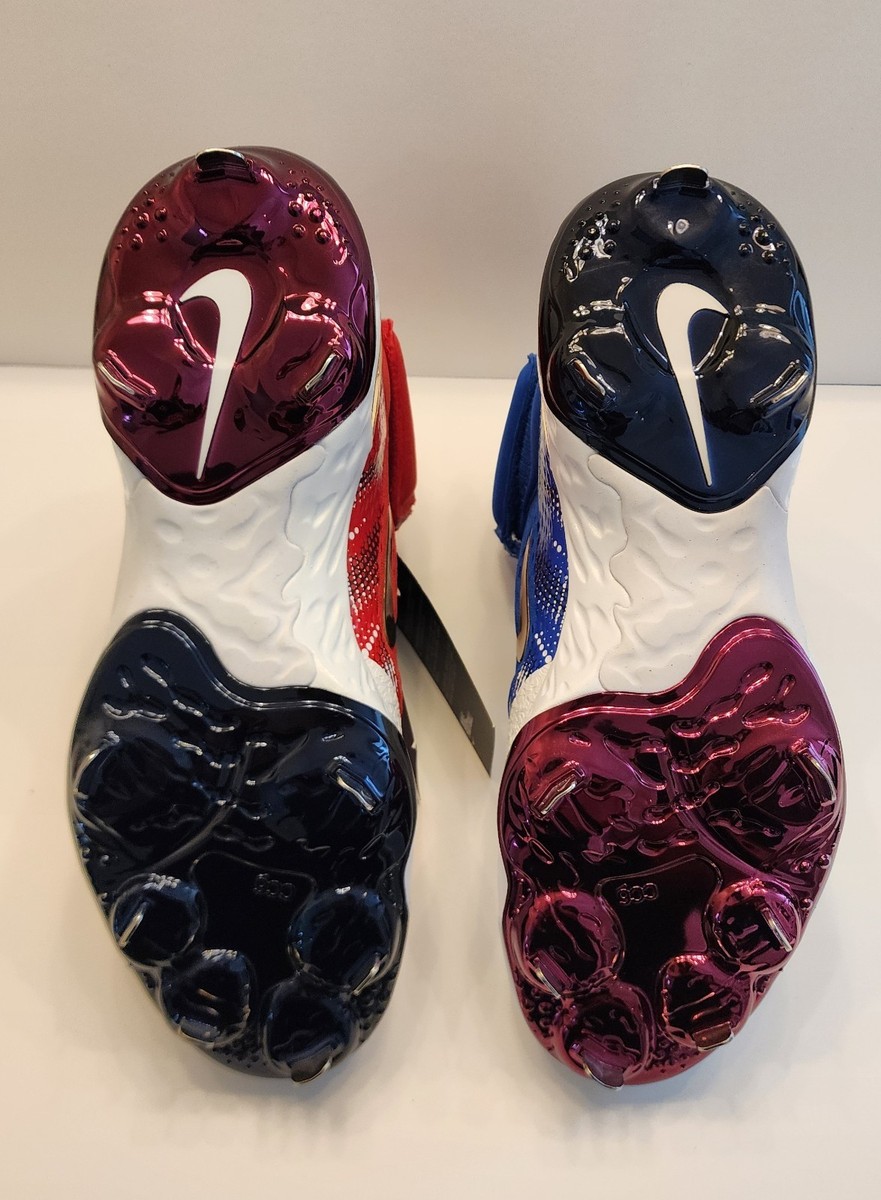 Nike Alpha Huarache Elite 4 Mid PROMO PE USA Red Blue Gold Size 12