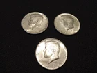 1964 Kennedy Half dollars 90% Silver  Qty 3 Nice condition Free Ship 3KD-2
