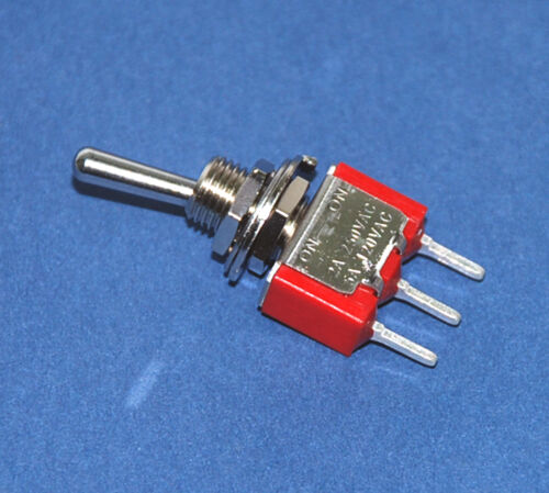10pc Miniature Toggle Switch 1MS1T1B1M2QES On/On 3P SPDT 2A250V 5A120V PCB pin - Afbeelding 1 van 7