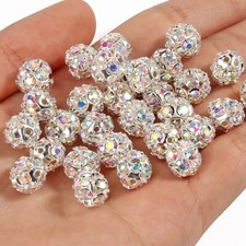 50Pcs Rhinestone Beads Crystal Loose Spacer Round Jewelry Making 6Mm 8Mm 10Mm