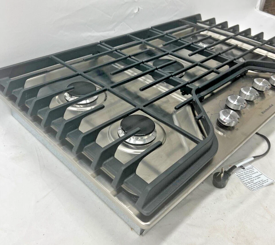 NUEVO KitchenAid KCGS356ESS 36" Estufa de Gas Incorporada con 5 Quemadores en SS Foto 4 de 4