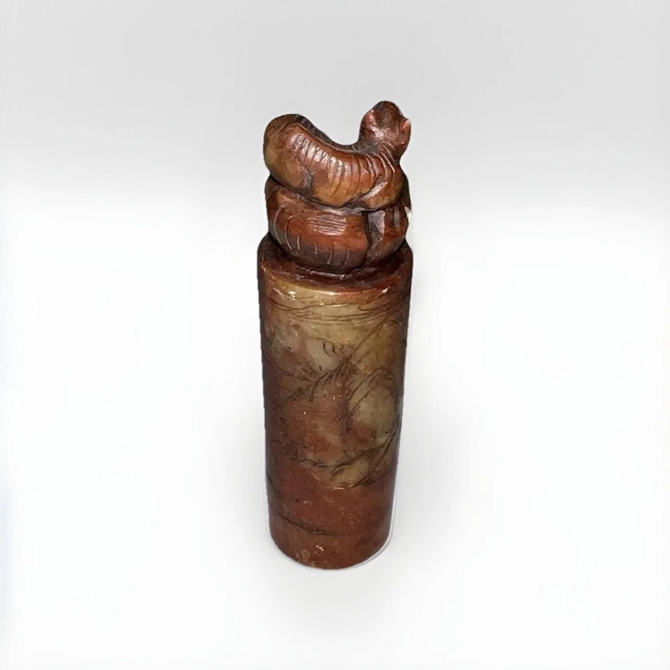 Sello antiguo chino de sello de animal de piedra tallada Foto 3 de 3