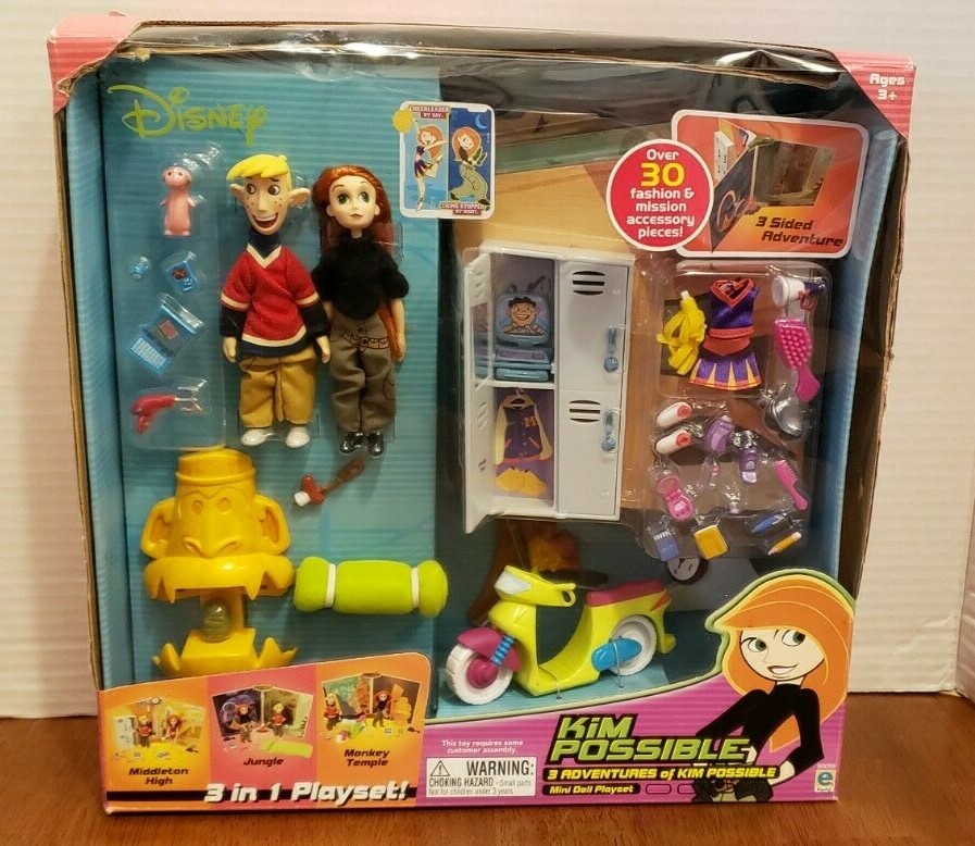 VHTF Disney KIM POSSIBLE MINI DOLLS Playset Kim & Ron 3 in 1
