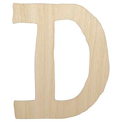 Letter D Uppercase Cute Typewriter Font Unfinished Wood Shape Cutout DIY Craft