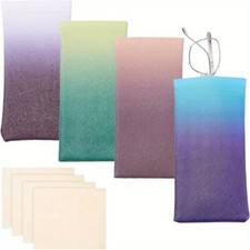 1set 4pcs Gradient color PVC Leather Eyelasses Storage Pouch Portable Sunglass