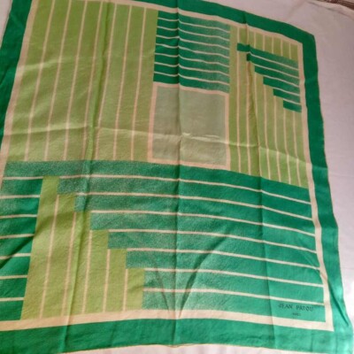 Foulard Vintage En Soie Jean Patou Paris - Foulard Carré Orange Années 70