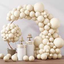 RUBFAC 129pcs Ivory white Balloons Different Sizes 18 12 10 5 Inch Latex Ball...