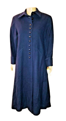 Harve Benard Coat Women's Size 14 Navy Blue Wool NEW VINTAGE MADE IN RUSSIA