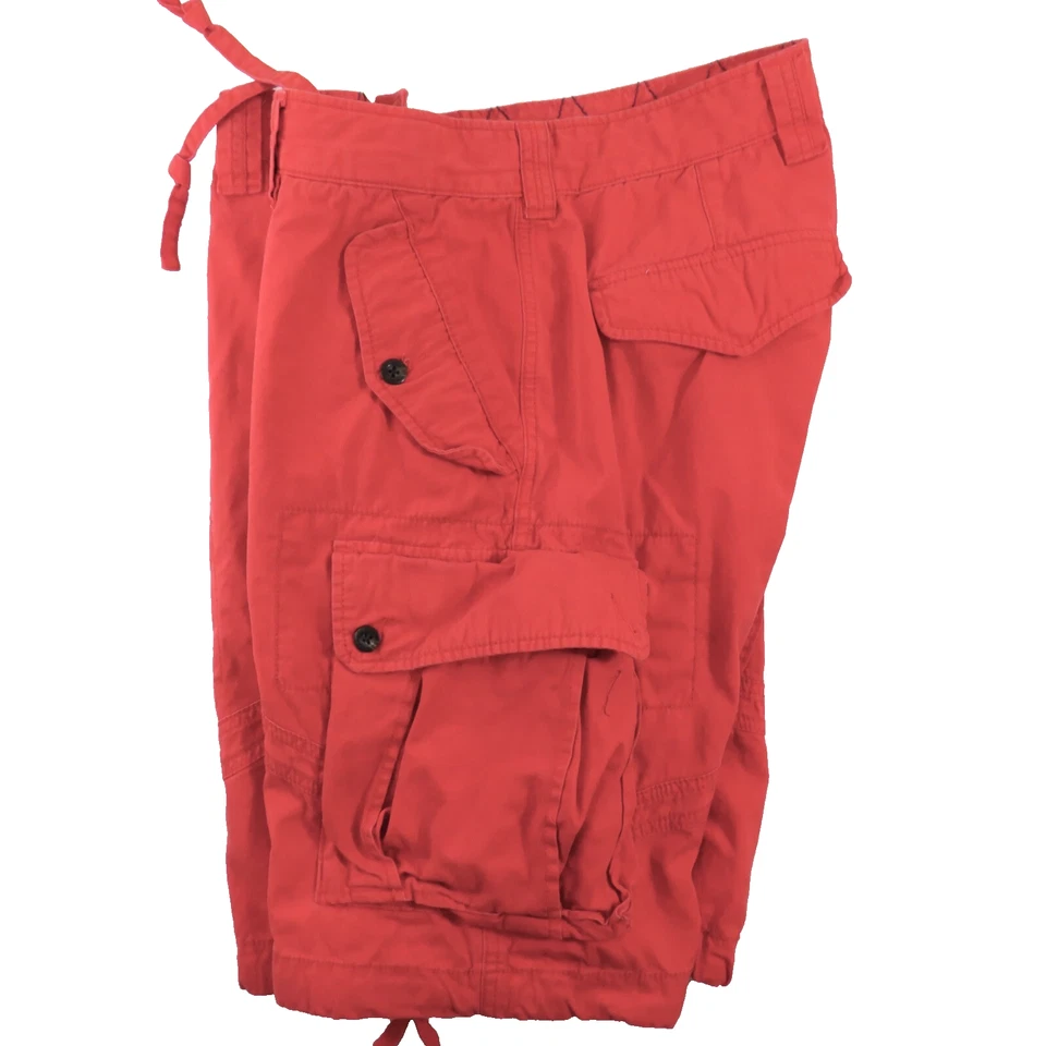 American Living Leg Tie Drawstring CARGO Shorts Mens 36x11 Ralph Lauren Red - Image 2 of 4