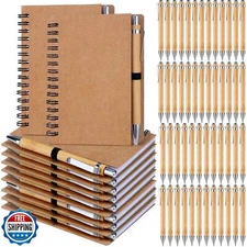 Engrowtic 50 Set Appreciation Gift Bulk, Blank Spiral Kraft Notebooks with Ba