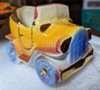 Vintage SHAWNEE POTTERY Antique Car #506 Ceramic Planter USA Gold Trim