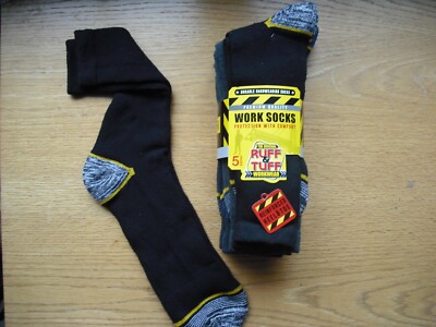 Mens NWT Work Socks BIG TALL 5prs Heavy Duty Black, Gray, Navy Sz:XL-XXL(13-16)