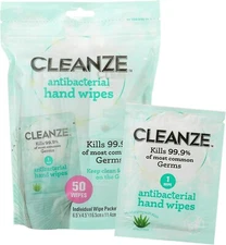 Cleanze Antibacterial Hand Sanitizing Hand Wipes | Individual Hand Wipe Packets,