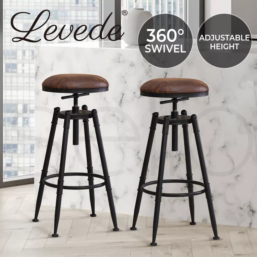 Levede 2x Industrial Bar Stools Kitchen Stool PU Leather Barstools