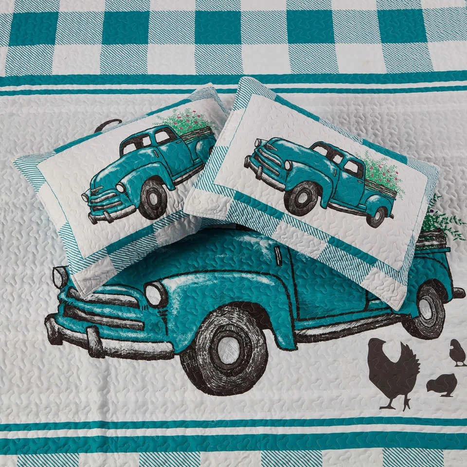 Virah Bella - Flower Truck - Lightweight Reversible Quilt Set - Image 4 of 4