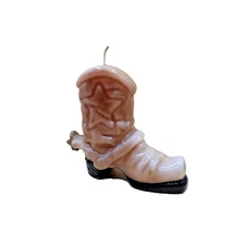 VTG Cowboy Boot Candle 4.5" x 5.5" Western Engraved Design Realist Glossy Unused