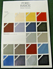 FORD RANGE BODY COLOURS & TRIMS 1986 SALES BROCHURE 2 PAGES