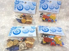 Lot 4- Dress It Up Novelty Buttons - Super Hero & Pirates  ( 2 of each) - Sealed