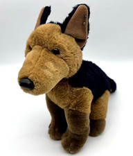 German Shepherd Puppy Dog Plush Stuffed Animal Brown Black 12" 16" Leather Nose