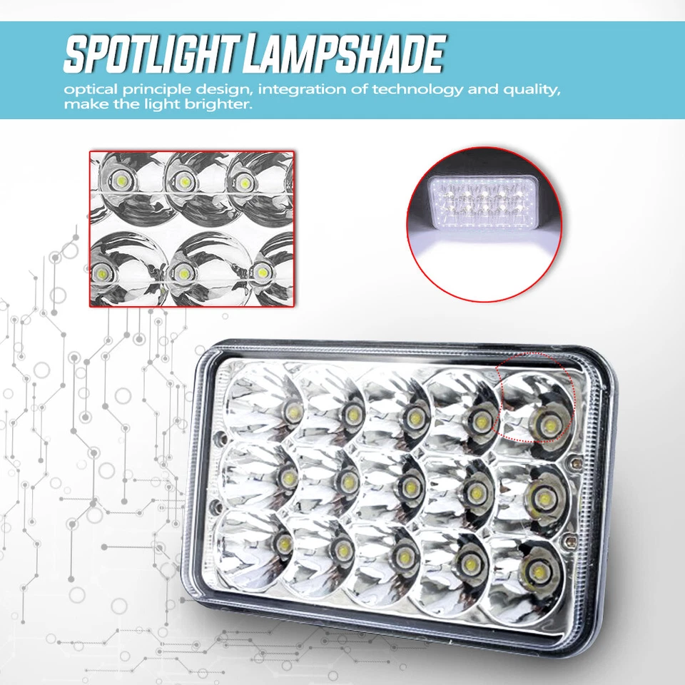 Faro LED cuadrado de 4x6" para motocicleta haz alto para Yamaha TT600 TTR50E TTR90 Foto 4 de 4