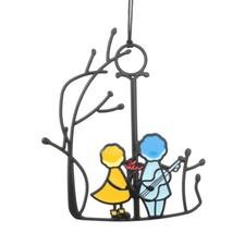 Angel Couple Love Pendant Sun Catcher Stained Glass Garden Window Hanging Decor