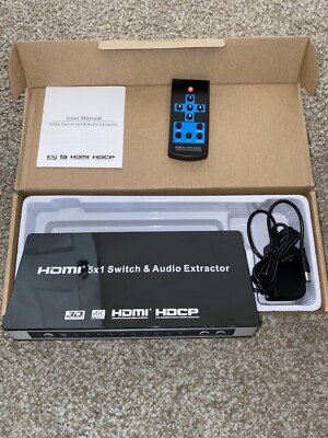 Audio Extractor HDMI Switch 5x1 hdmi switcher 5 in 1 Out 4K@30hz HDMI switch