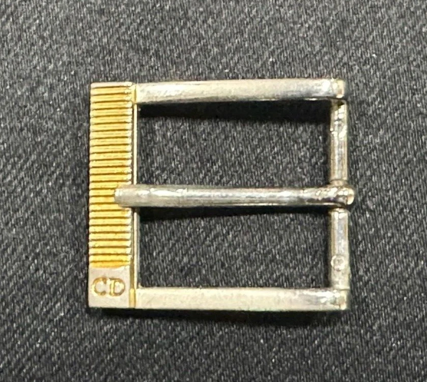 Ceinture Christian Dior BOUCLE SEULE carrée argent ton or 1,5