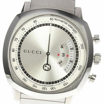 GUCCI Grip 40MM CHRONO SLVR Dial SS Bracelet Men's Watch YA157302