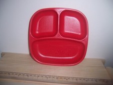 RePlay Kid Friendly Divided Plate Dish Hard Plastic Red box tu