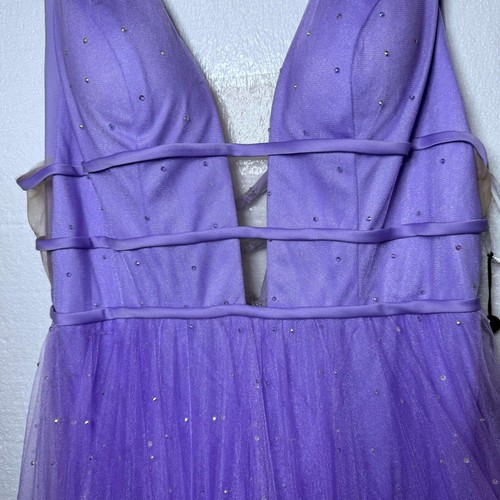 Abito da ballo formale Sherri Hill taglia 16 viola nuovo strass stile sfilata 52737 - Foto 5 di 17