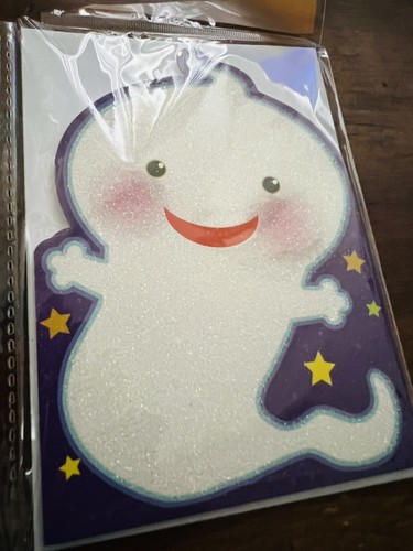Juego de 5 tarjetas de Halloween con sello 3 fantasmas 2 gatos brillo 4" X 5,5" - Imagen 2 de 7