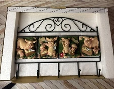 KMC Branded Pig Themed Home Decor Key Holder Coat Hanging Rack 15 X 12 Pig Decor