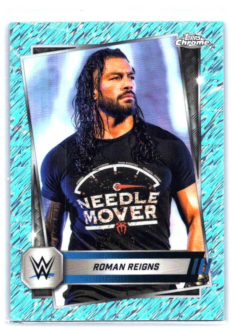 2025 Topps Chrome WWE Roman Reigns #3 Aqua Shimmer /199