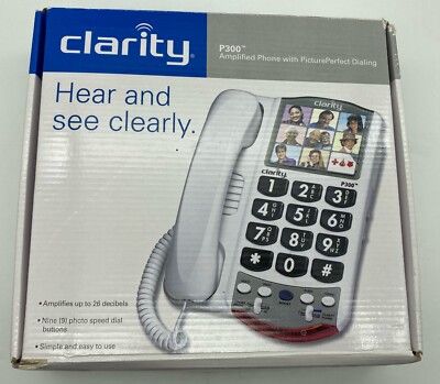 Clarity P300 Amplified Corded Photo Phone Hear and See Clearly Picture Dial 